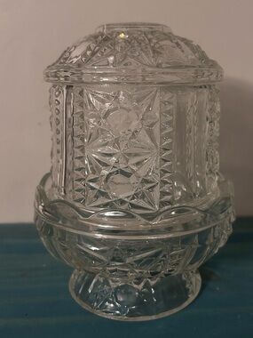 Vintage Clear Indiana Stars and Bar Glass Fairy Lamp